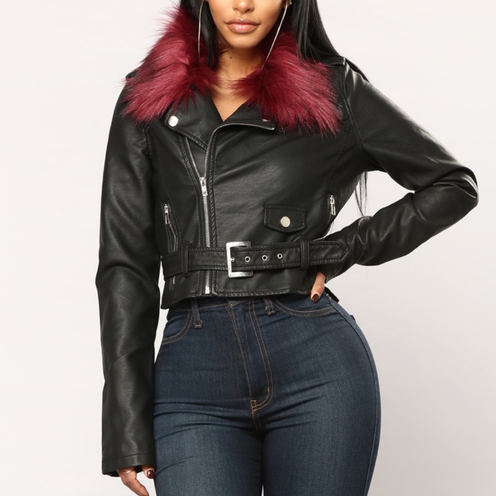 Fashion Nova motorcycle vegan leather jacket